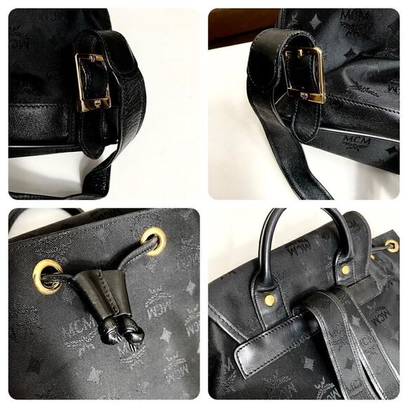 MCM Nylon Leather Backpack Black 💼 Y0130 - Picture 13 of 16